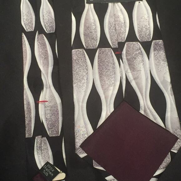 Zylos George Machado 100% Silk Neck Tie Men's Business Executive Black Gray - Picture 4 of 8